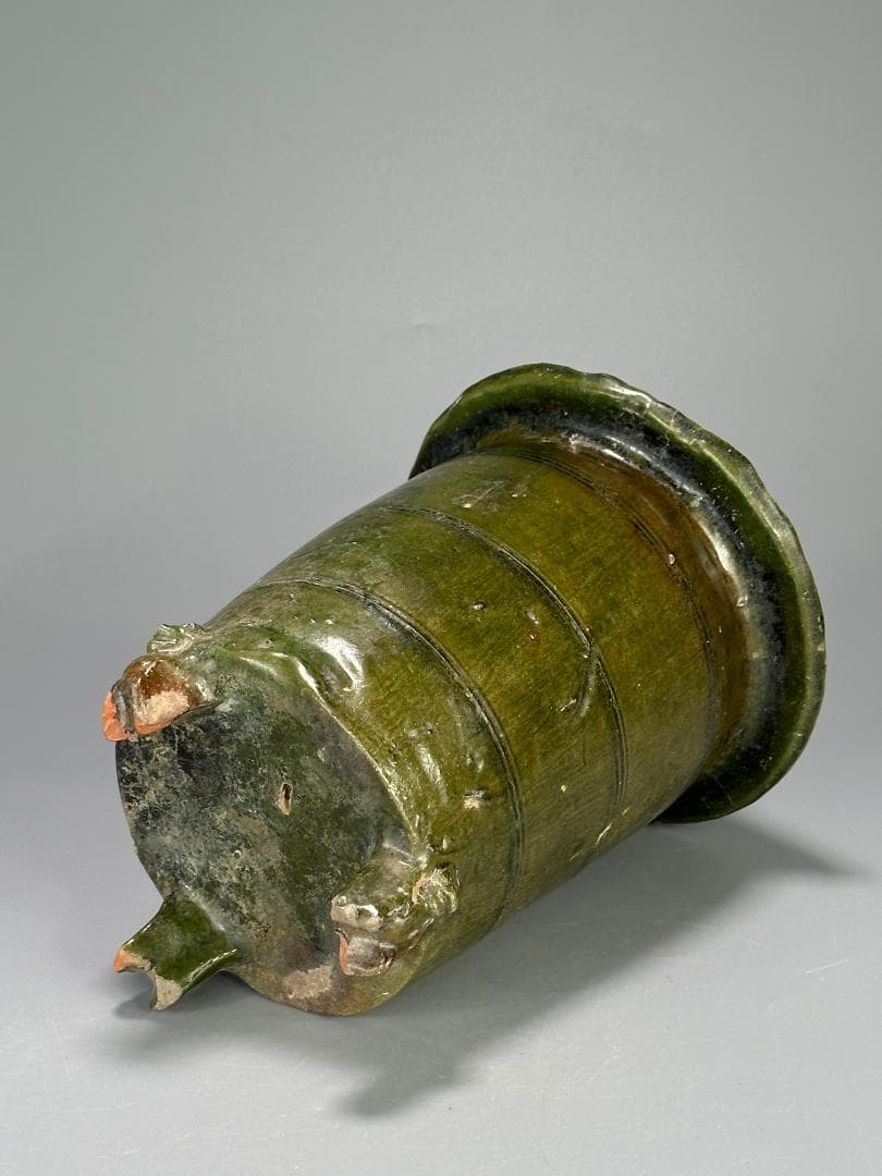 中国古代美術　東漢　漢時代　緑釉陶倉　穀倉形器　三足　出土古陶　唐物　古物保証
