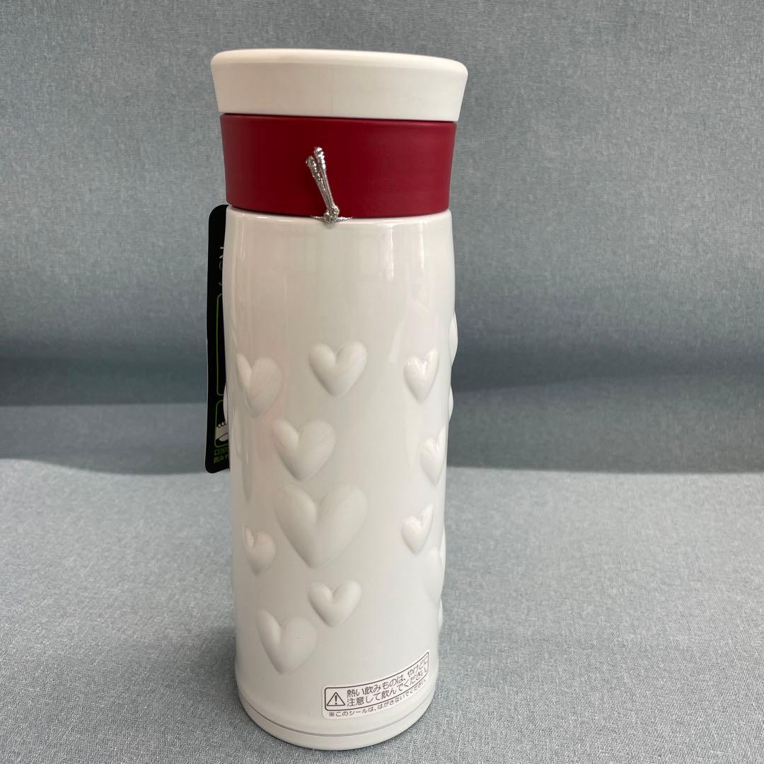 新品　レア　スタバ　ステンレス　バレンタイン　ハート　2014 ホワイト×レッド