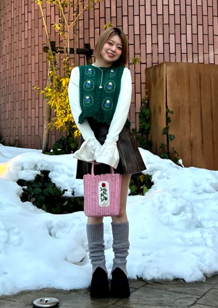 【新品タグ付き】ルルメリー × ビームス 手刺繍のかごバッグ (小)