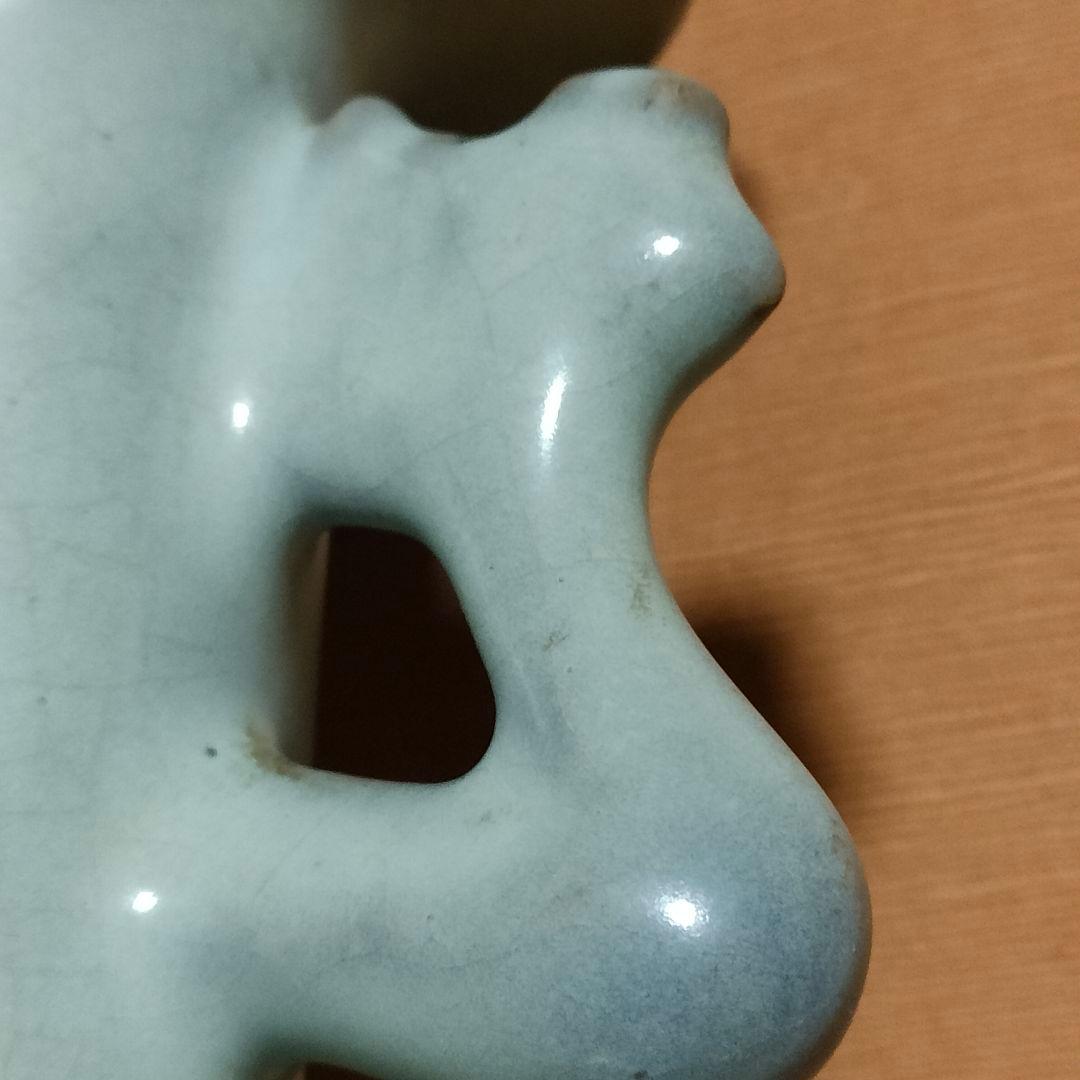 Q*t様 中国美術　月白釉　時代物　アンティーク　双耳花入　花瓶　仿汝窯　清朝