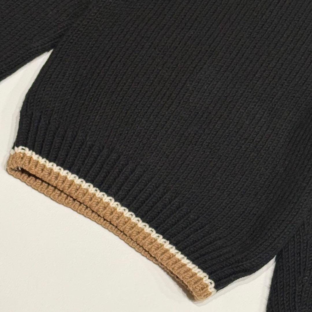 美品 モンクレール 厚手ニット M 黒色 ケーブルニット