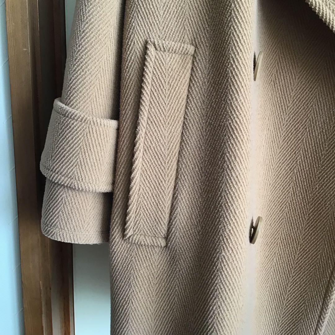 ASTRAET ミドル丈　ヘリンボーンウールコート　キャメル　4ボタン