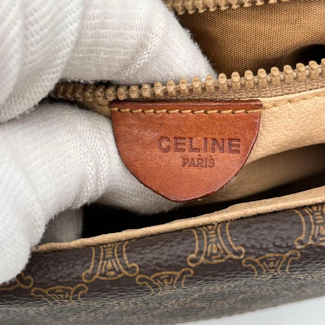 セリーヌ ショルダーバッグ ポシェット 斜めがけ マカダム柄 トリオンフ PVC