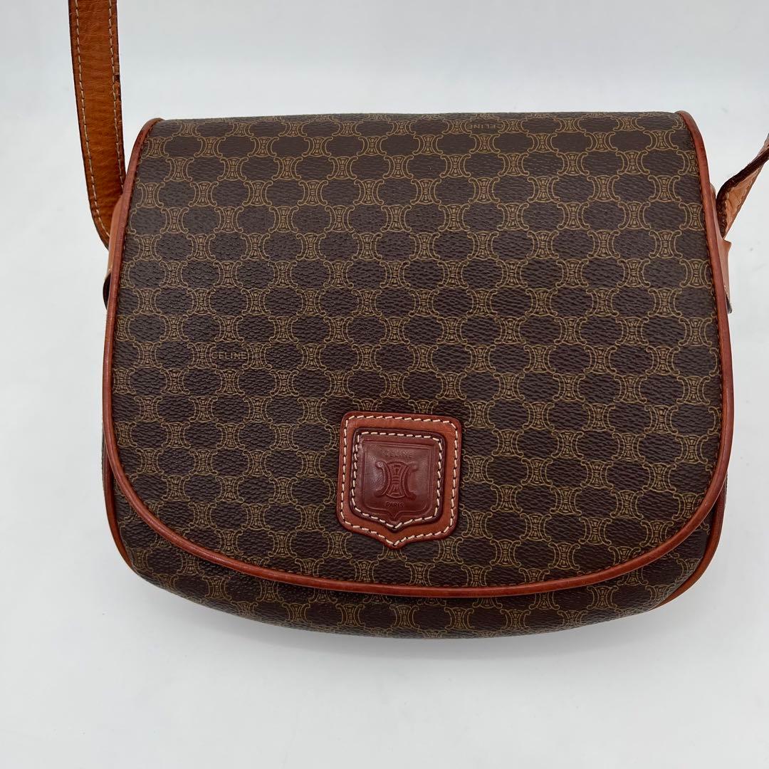 セリーヌ ショルダーバッグ ポシェット 斜めがけ マカダム柄 トリオンフ PVC