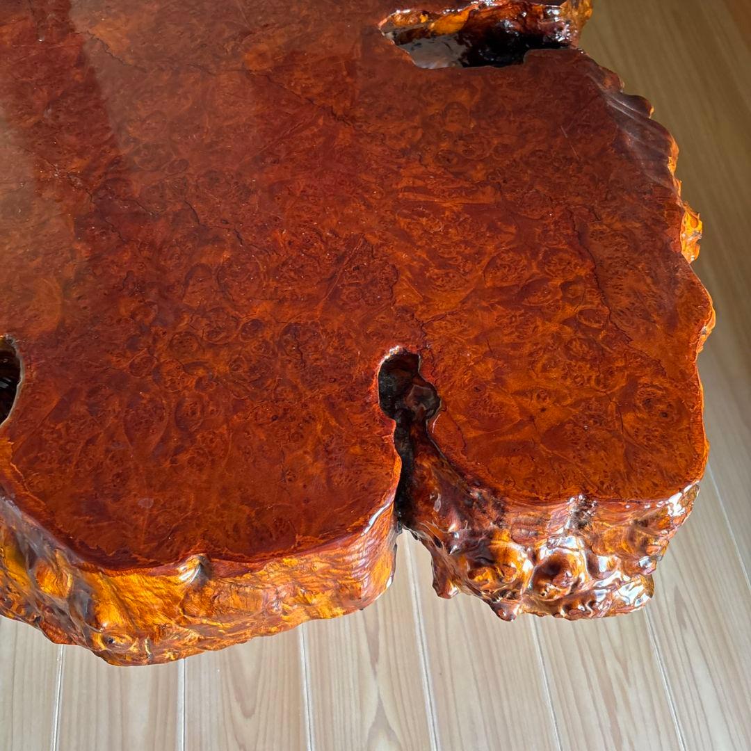 希少　花梨一枚板座卓　テーブル　瘤杢　光沢座卓　高級テーブル　アンティーク