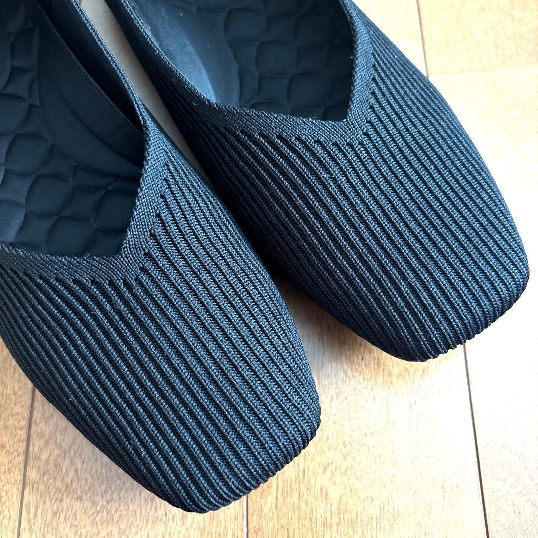 【美品】VIVAIA スクエアトゥパンプス 黒 38.5/24.5cm