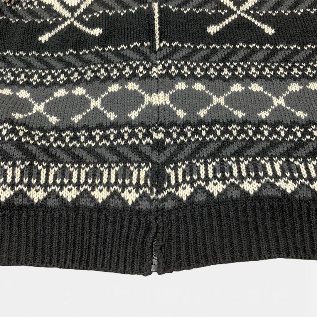 VANSON スカル カウチンセーター ジップアップニット カーディガン XL