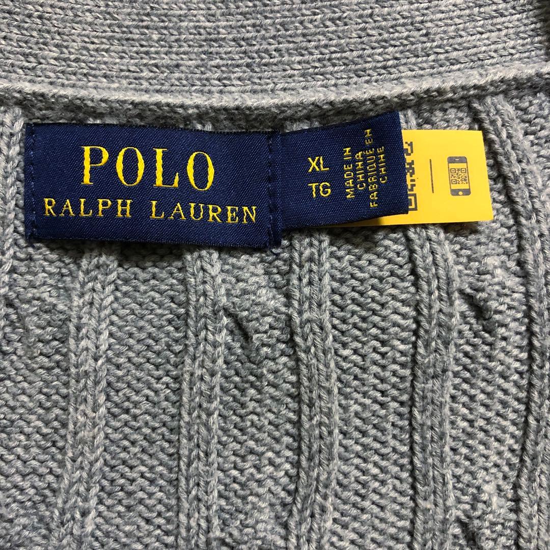 ⭐️ポロ・ラルフローレン⭐️ケーブルニットカーディガン⭐️XL⭐️グレー⭐️レディース