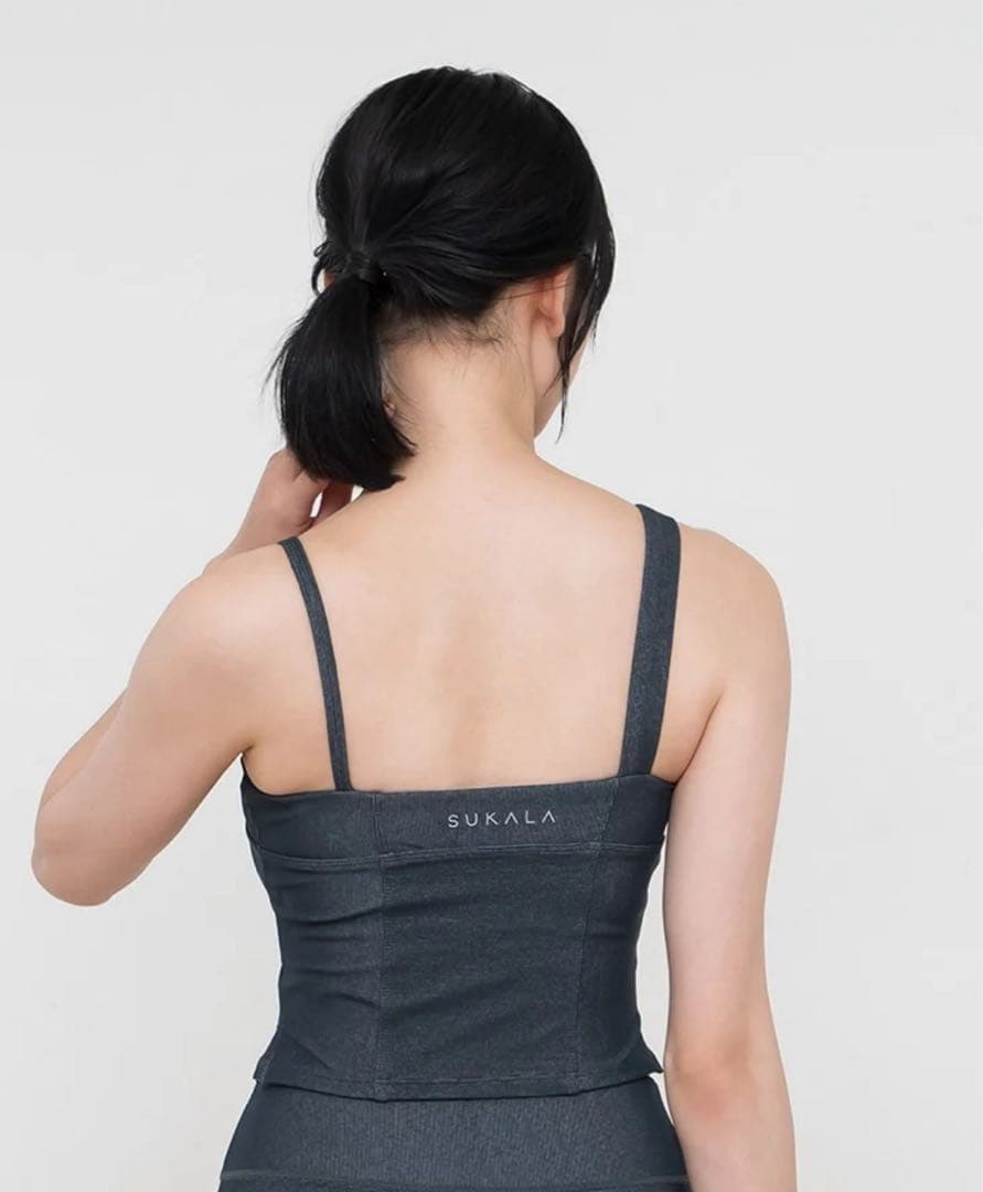 【SUKALA】上下セット/リブデニムショートキャミソール＆レギンス