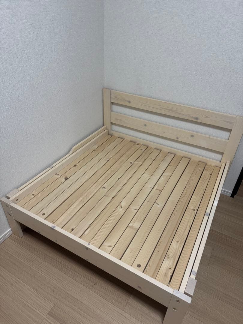 値下げ【金額交渉可】伸長式ベッド 天然木パイン無垢 「シングルベッド」組み立て済