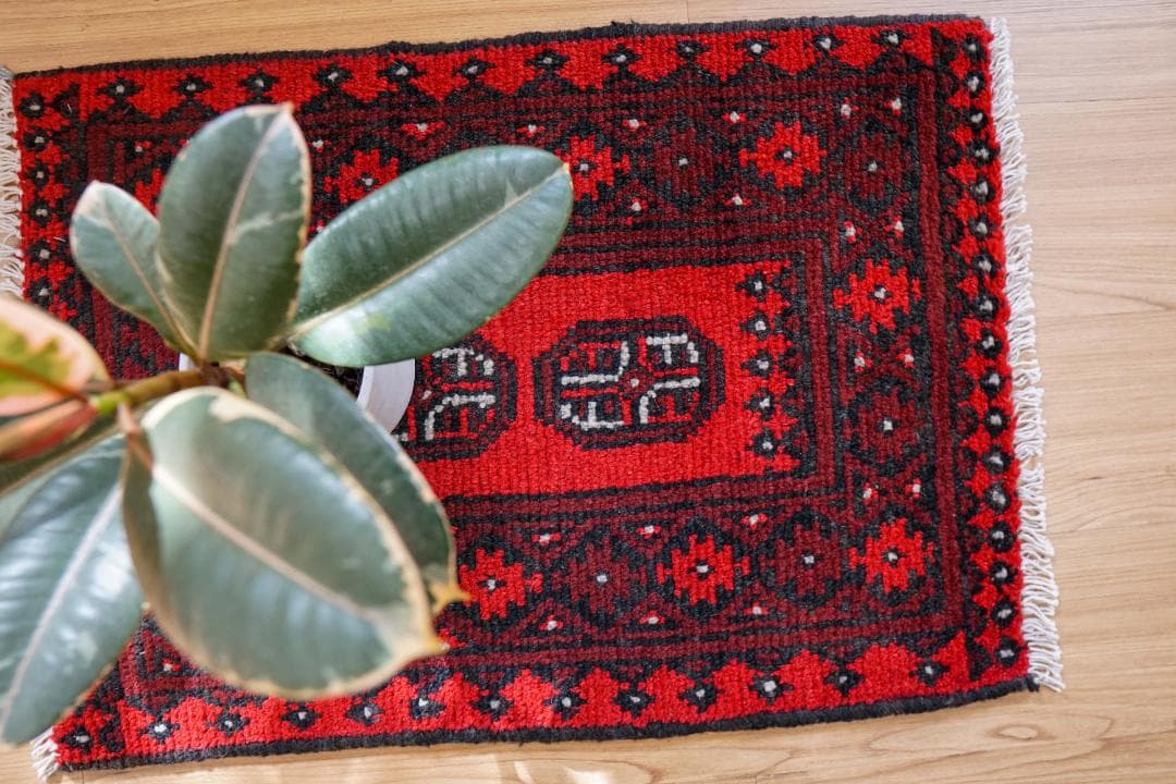 67×48cm トルクメン ボハララグ 手織り絨毯 トライバルラグ ヴィンテージ