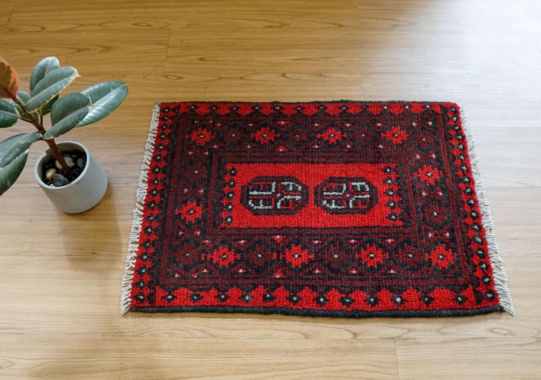 67×48cm トルクメン ボハララグ 手織り絨毯 トライバルラグ ヴィンテージ