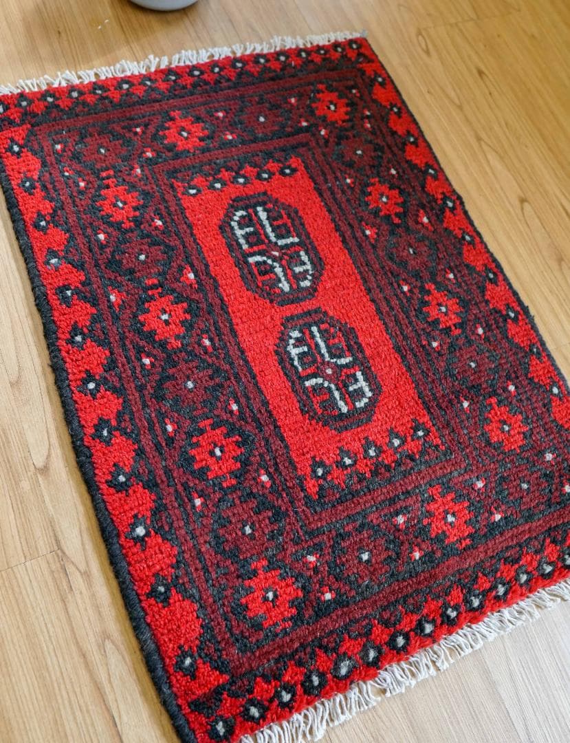 67×48cm トルクメン ボハララグ 手織り絨毯 トライバルラグ ヴィンテージ