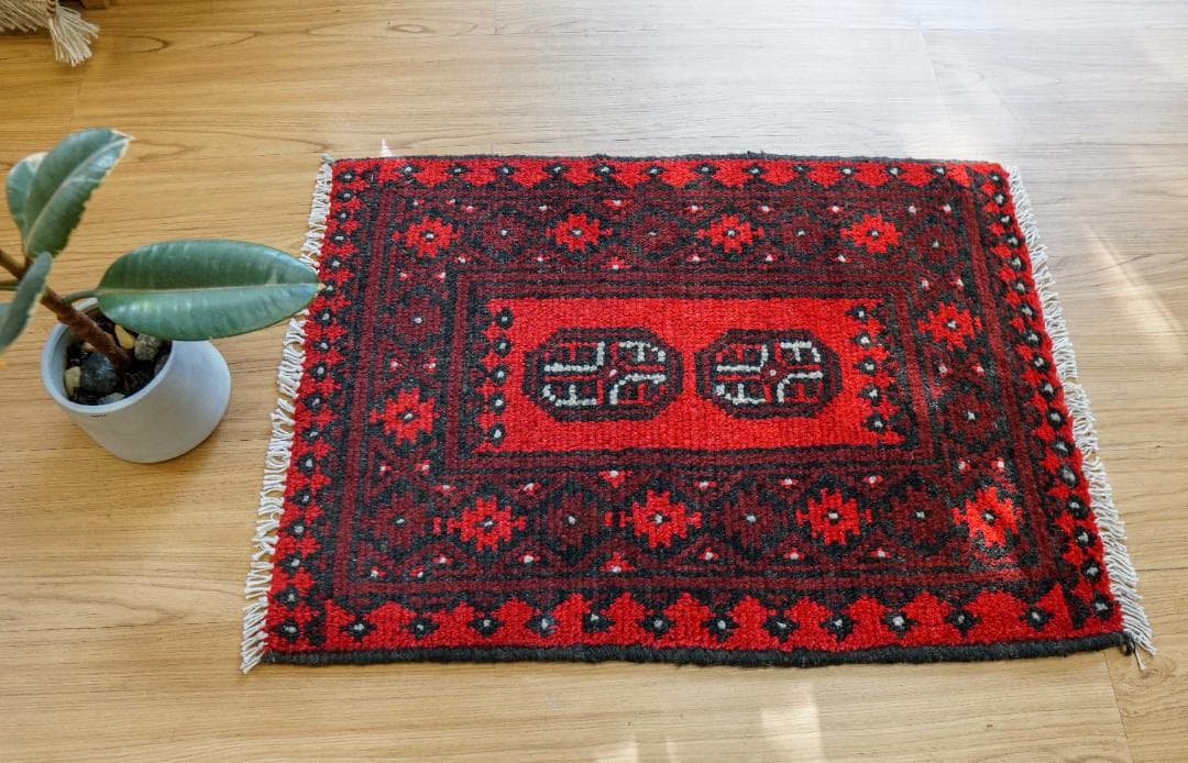 67×48cm トルクメン ボハララグ 手織り絨毯 トライバルラグ ヴィンテージ