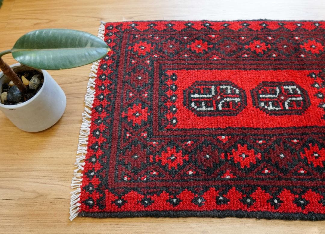 67×48cm トルクメン ボハララグ 手織り絨毯 トライバルラグ ヴィンテージ