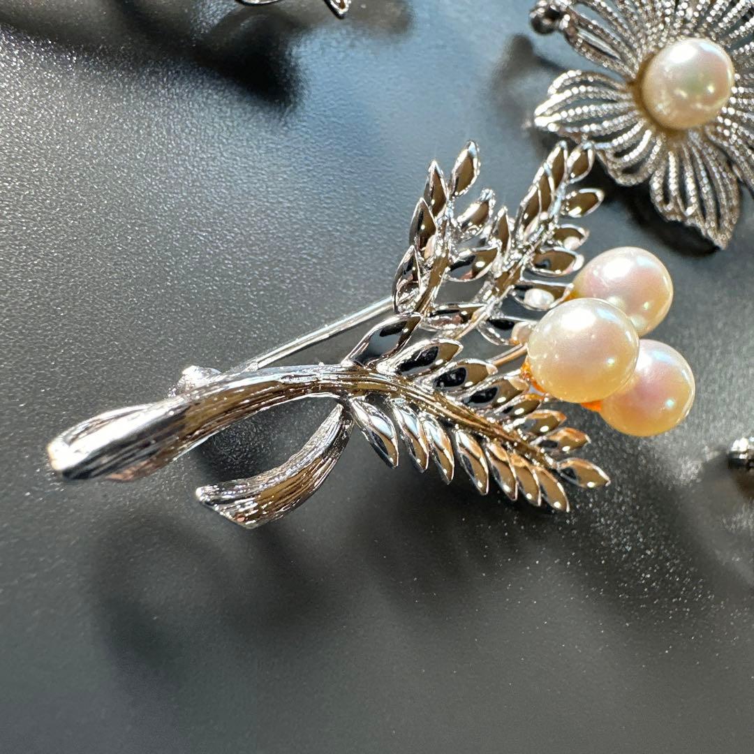 【vintage】田崎真珠含む　シルバー製　パールブローチ　6点　まとめ売り