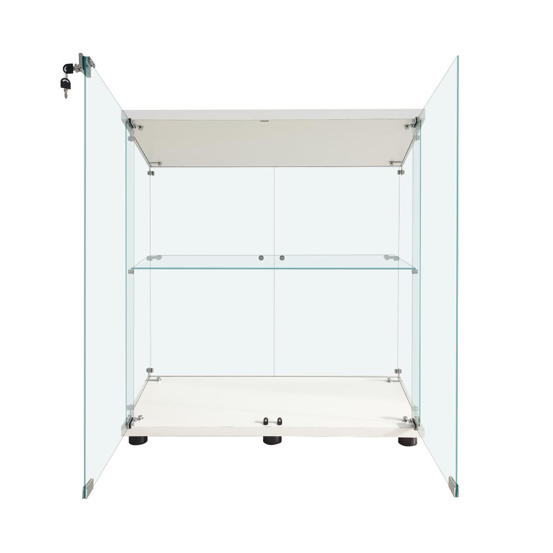 【新品】2段ワイド白｜ガラスコレクションケース｜大人のフィギュア棚 ショーケース