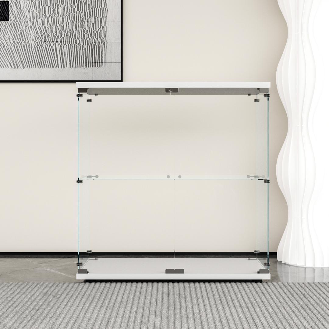 【新品】2段ワイド白｜ガラスコレクションケース｜大人のフィギュア棚 ショーケース