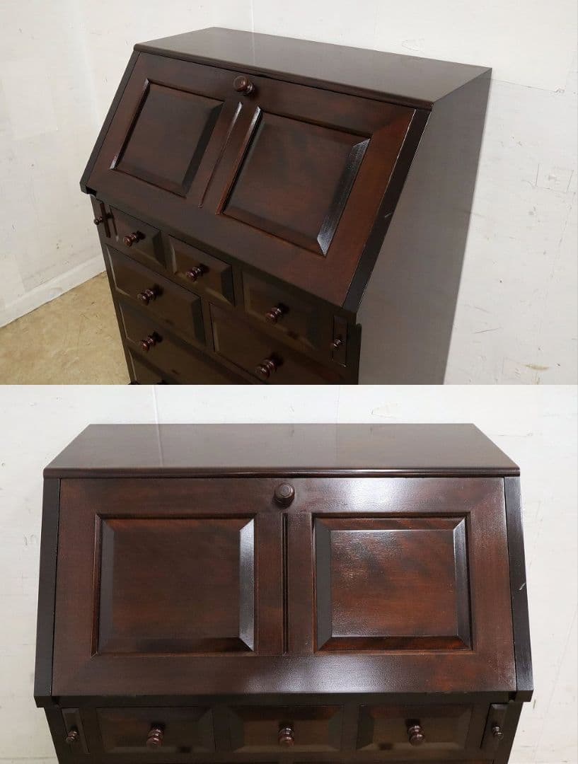 achibana【松本民芸家具】T型 ライティングビューローデスク机