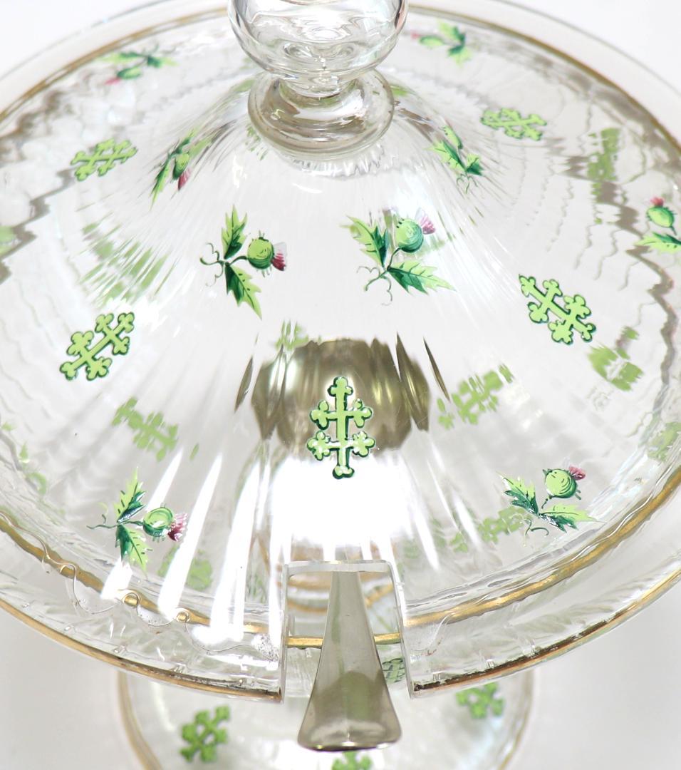 オールド・バカラ 稀少1880年頃金彩エナメルアザミ&ロレーヌ十字大型コンポート