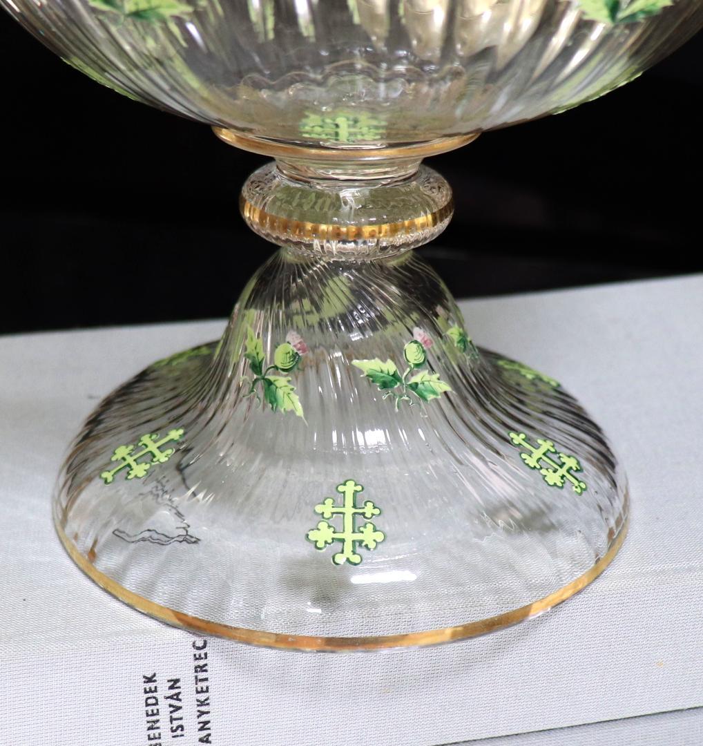 オールド・バカラ 稀少1880年頃金彩エナメルアザミ&ロレーヌ十字大型コンポート