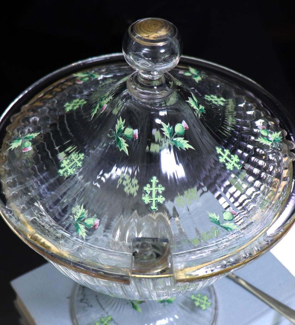 オールド・バカラ 稀少1880年頃金彩エナメルアザミ&ロレーヌ十字大型コンポート