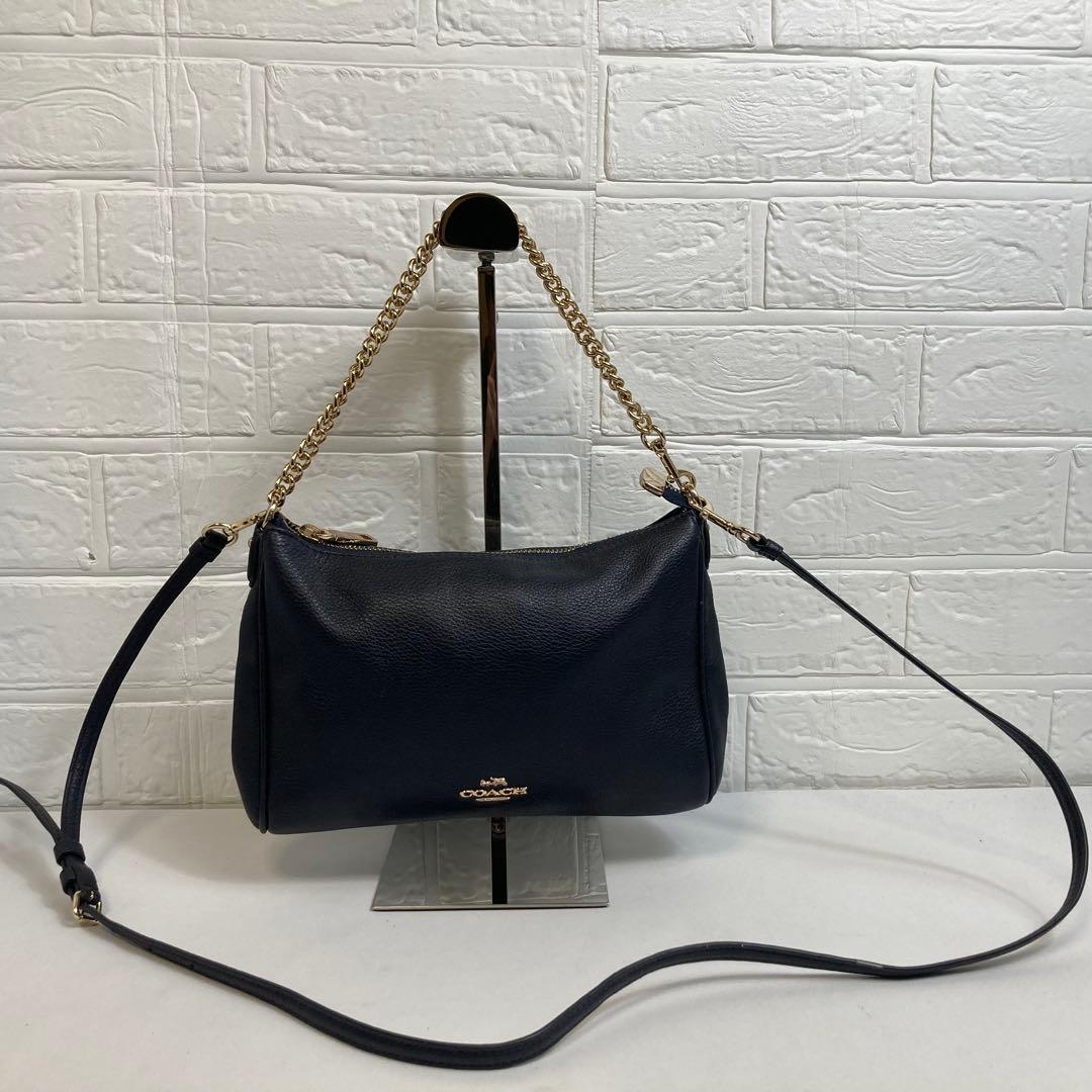 【美品】COACH コーチ　ショルダーバッグ　ブラック　レザー　2way式　ミニ