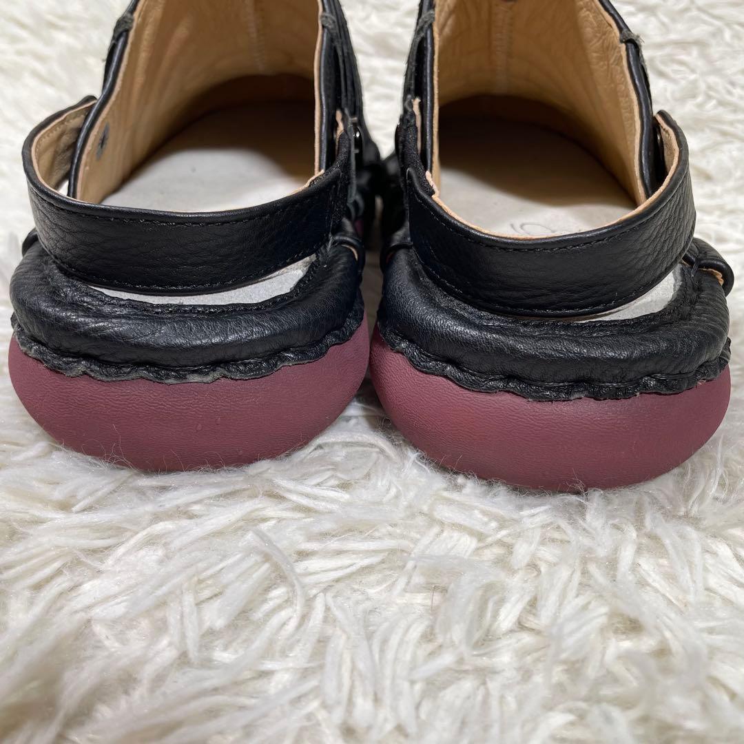 エスタシオン　未使用級　グルグルモチーフ 2wayサボサンダル　レザー　L 黒