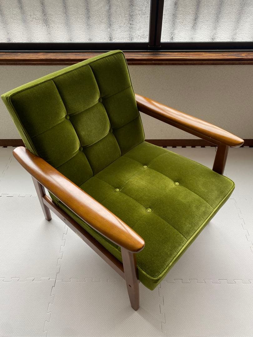 送料込みに変更　カリモク60 Kチェア 1シーター モケットグリーン