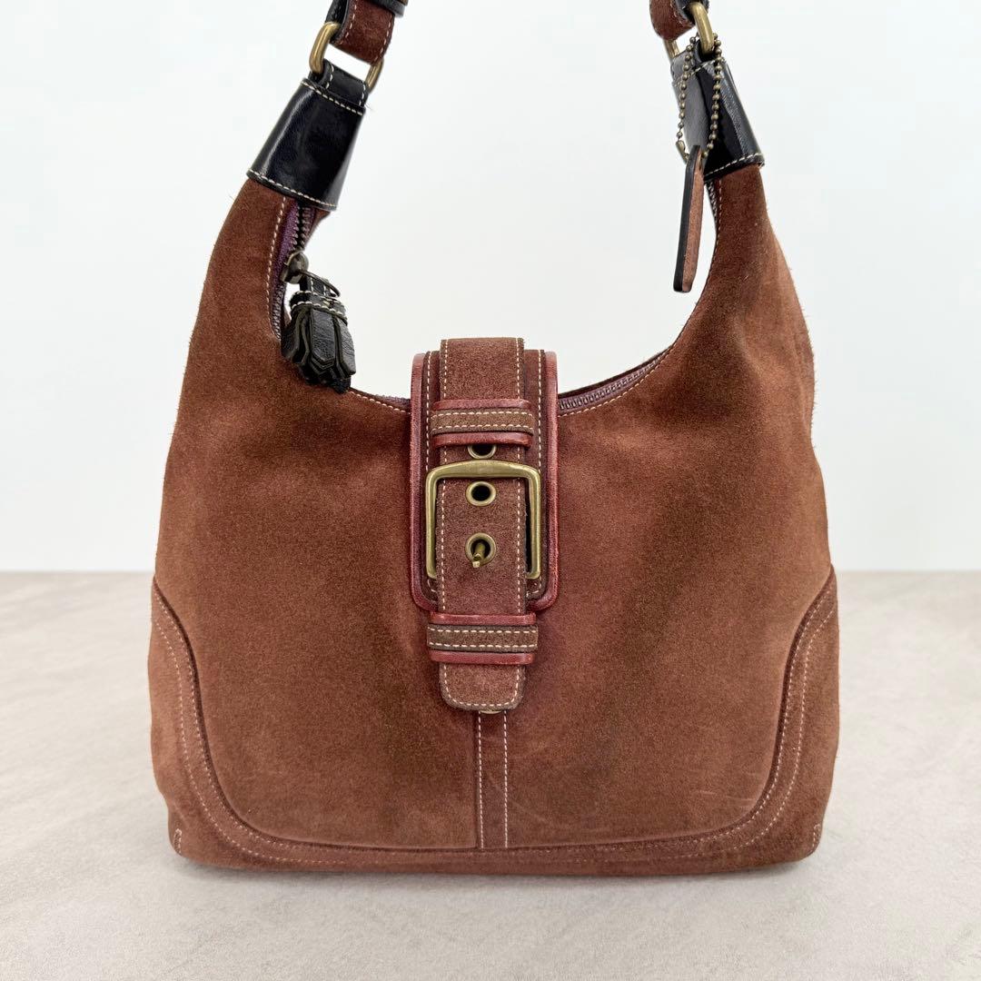 バッグ Vintage Coach Hampton Suede Hobo Bag
