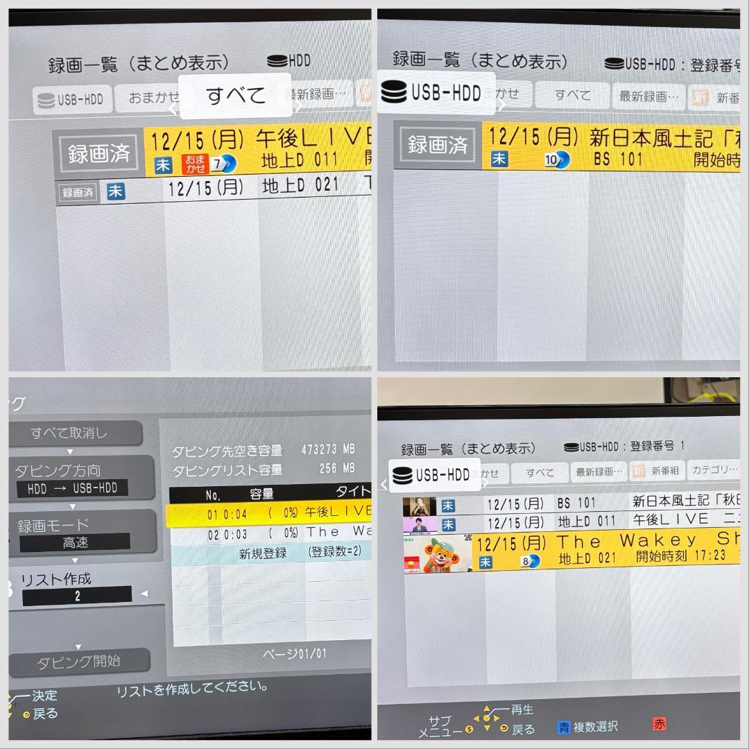 【完動・付属品フルセット】W録 パナ BDレコ 1TB DMR-BRW1000