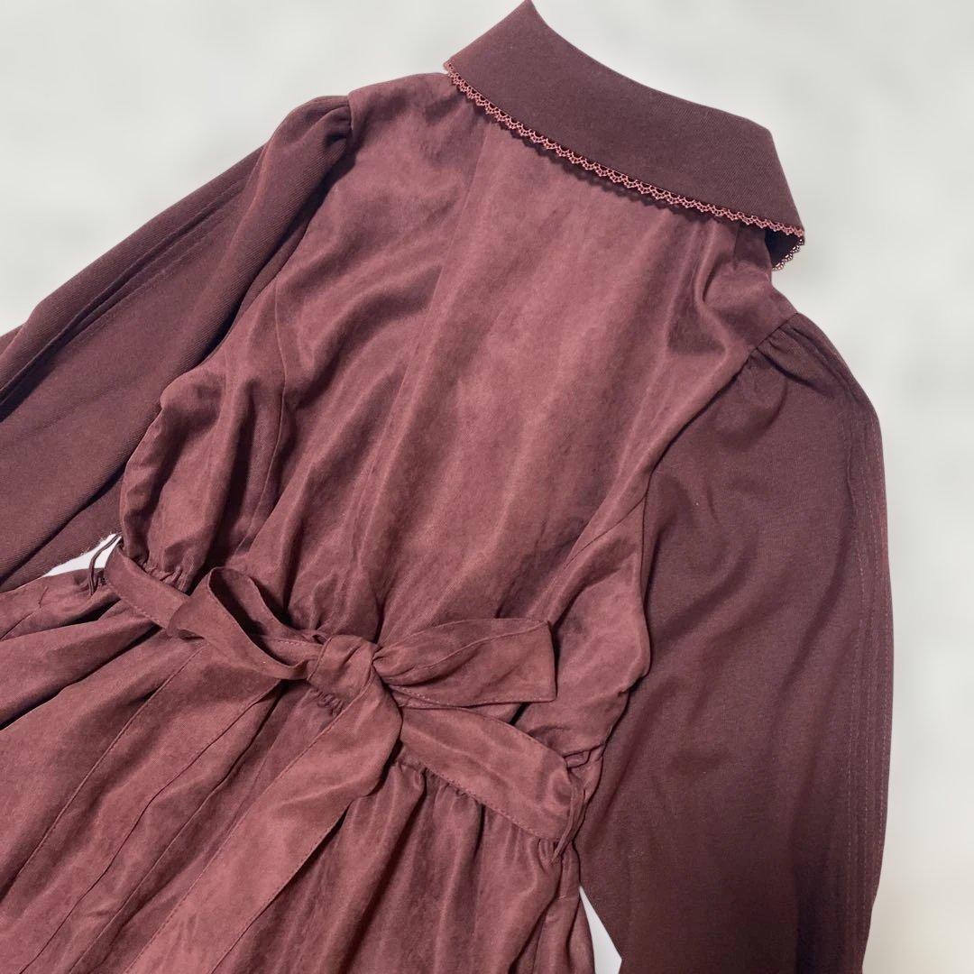 しまむら×くる実　ノエルドメモワール　配色リボンタイ ワンピース