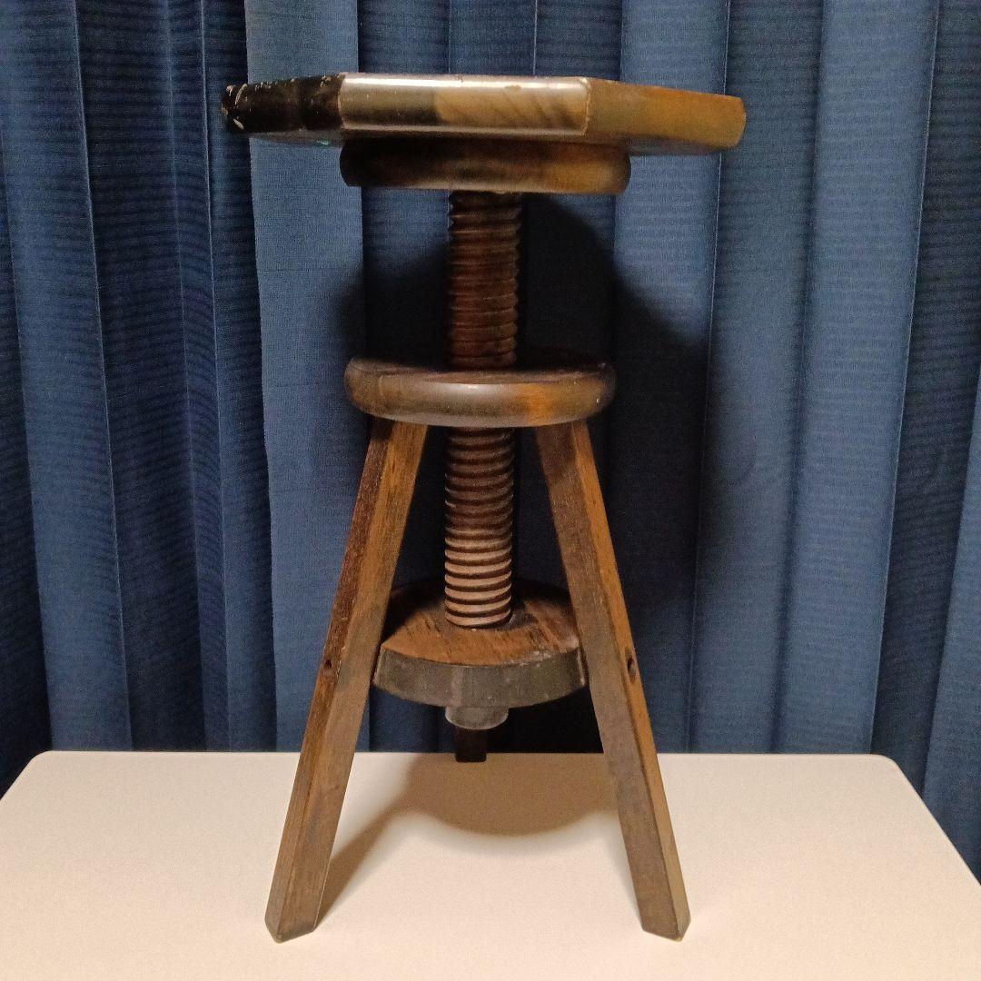 一点物 希少 ヴィンテージ 木製回転式スツール アトリエスツール オクタゴン