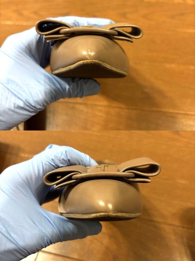 フェラガモ VIVA ナッパカーフ　キャラウェイ　リボンパンプス71/2 サイズ