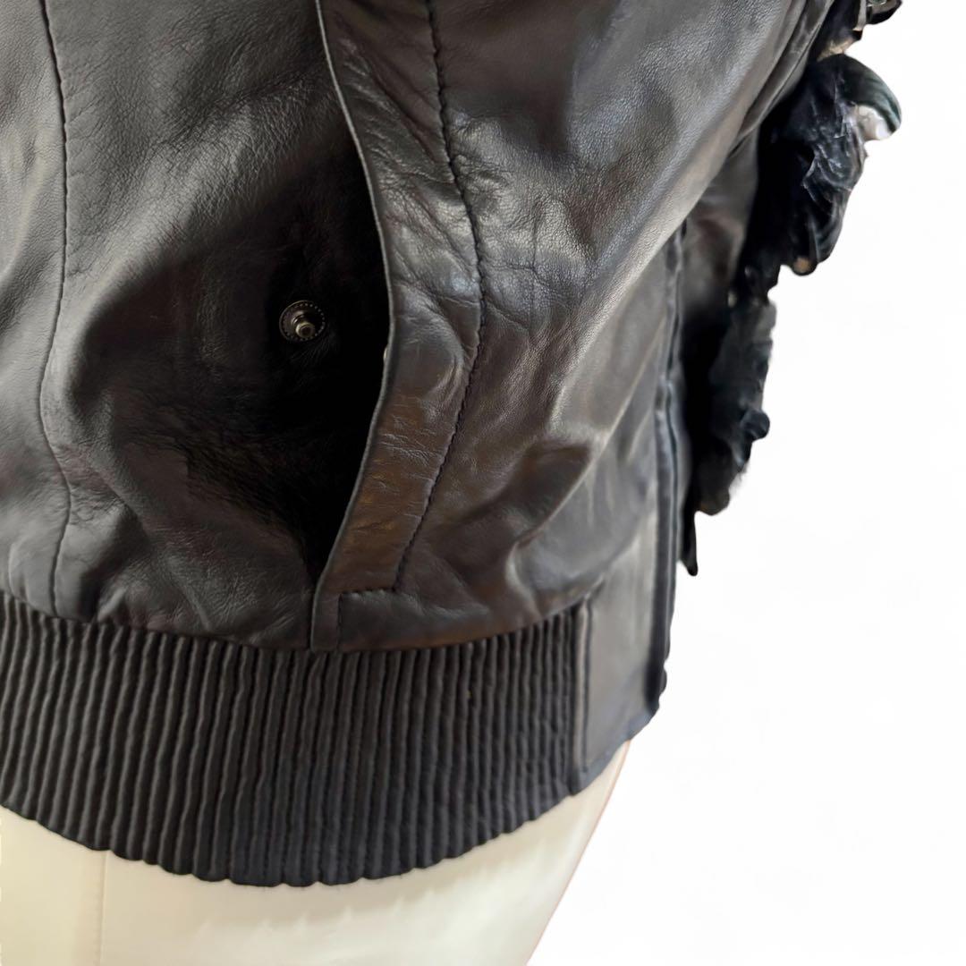 【T様】パトリツィア ぺぺレザージャケット 黒 S 羊革 高級装飾 希少