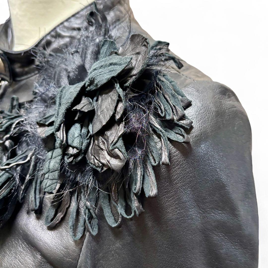 【T様】パトリツィア ぺぺレザージャケット 黒 S 羊革 高級装飾 希少