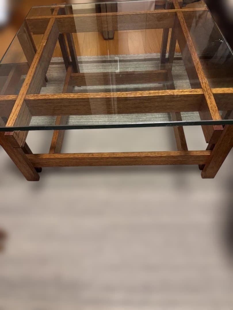 応接室・高級リビング用　ガラスサイドテーブル　（センターテーブル別売）