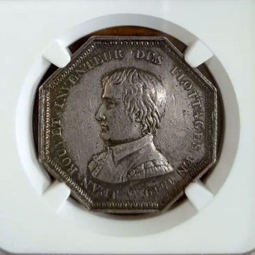 仏 19世紀 八角形ジェトン銀メダル NGC−AU
