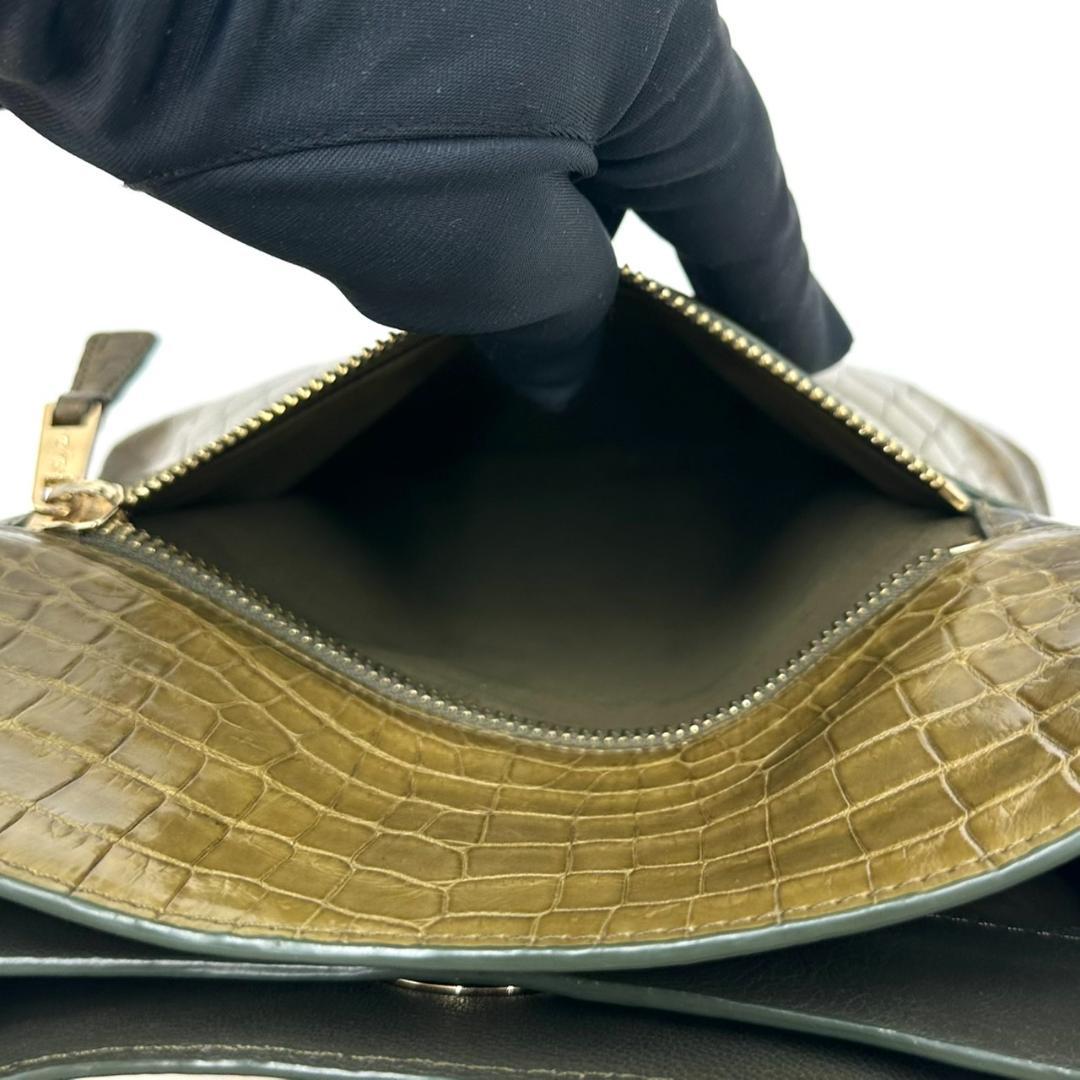 ペレリールッソ 日本製 クロコダイルレザー ショルダーバッグ ハンドバッグ