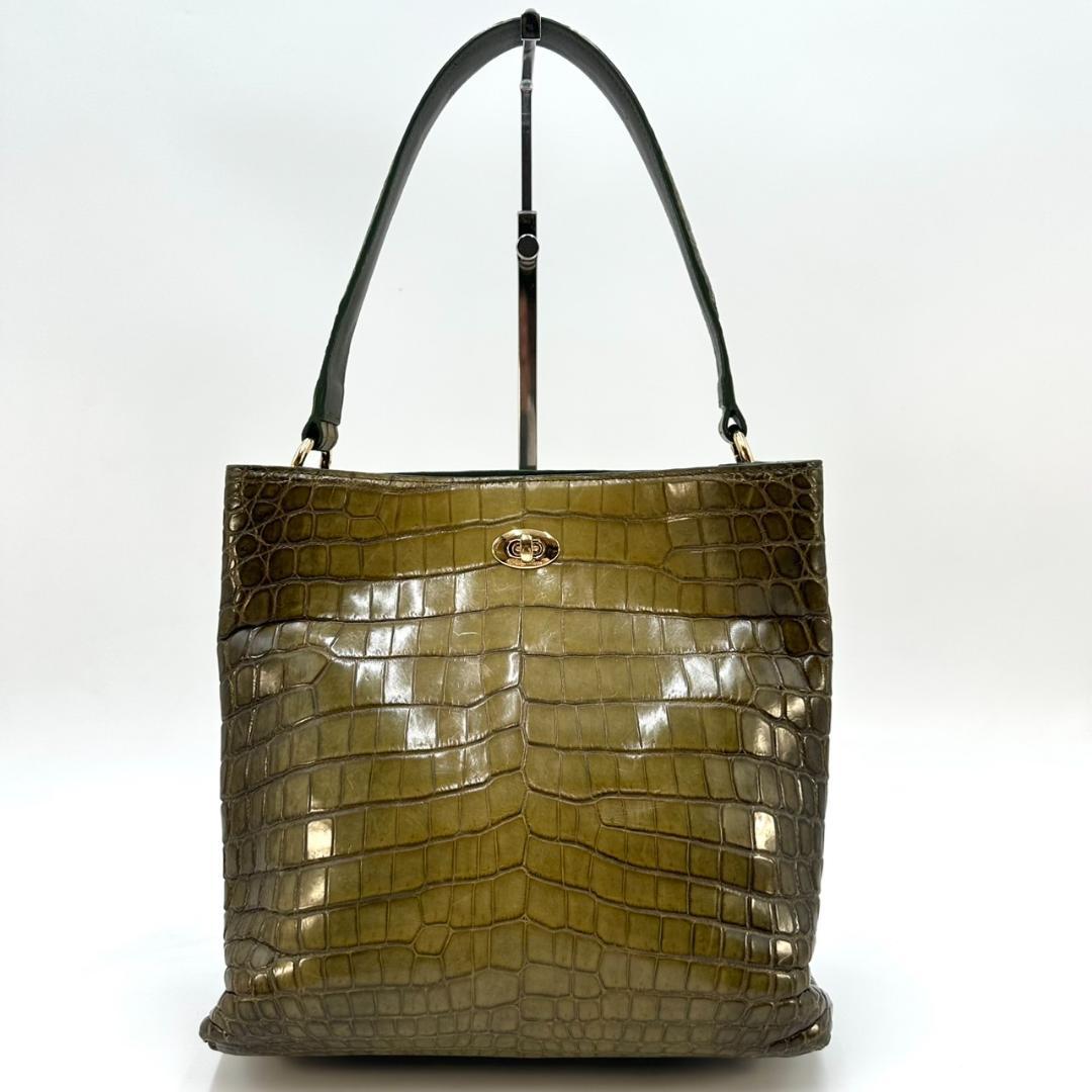 ペレリールッソ 日本製 クロコダイルレザー ショルダーバッグ ハンドバッグ