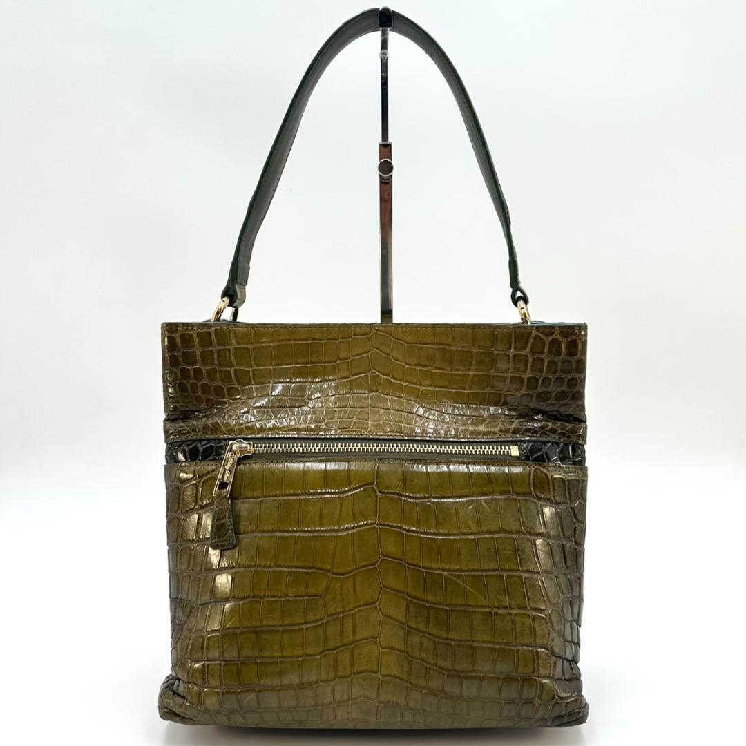 ペレリールッソ 日本製 クロコダイルレザー ショルダーバッグ ハンドバッグ