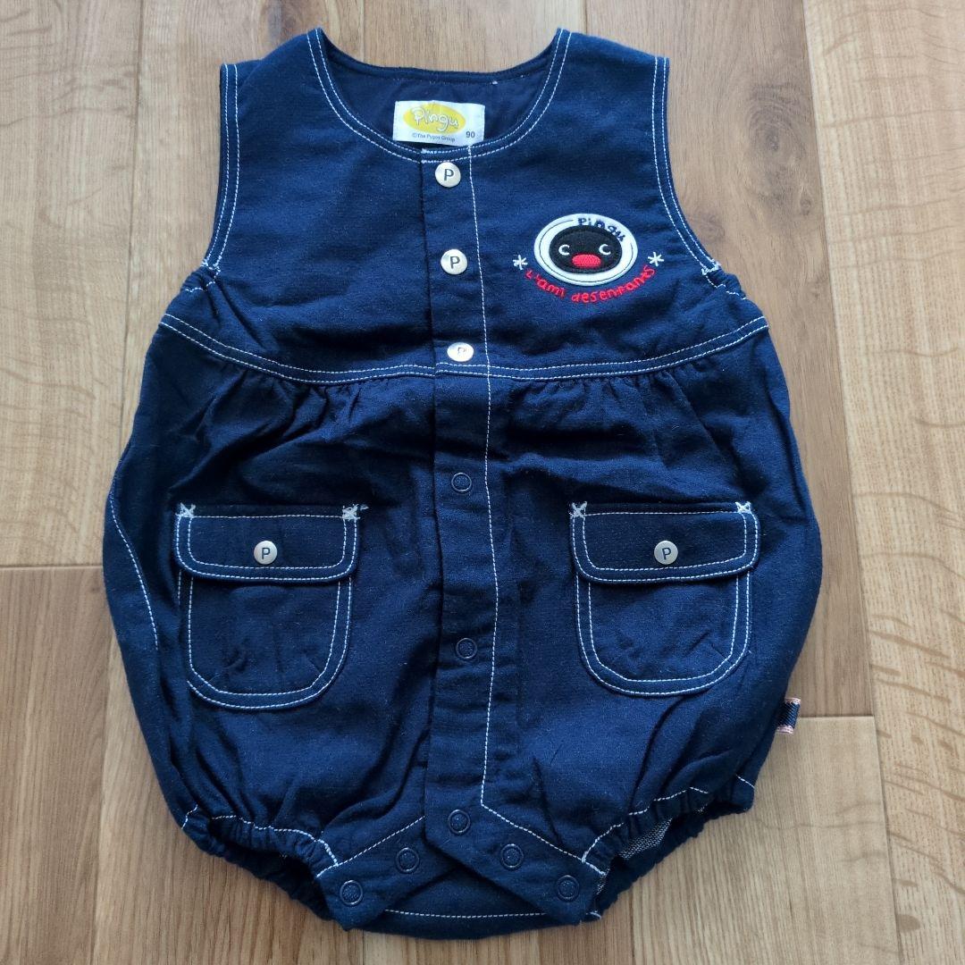 90サイズ　ピングー＆ピンガ ＆ロビフード付きシャツ・デニムカバーオール・靴下