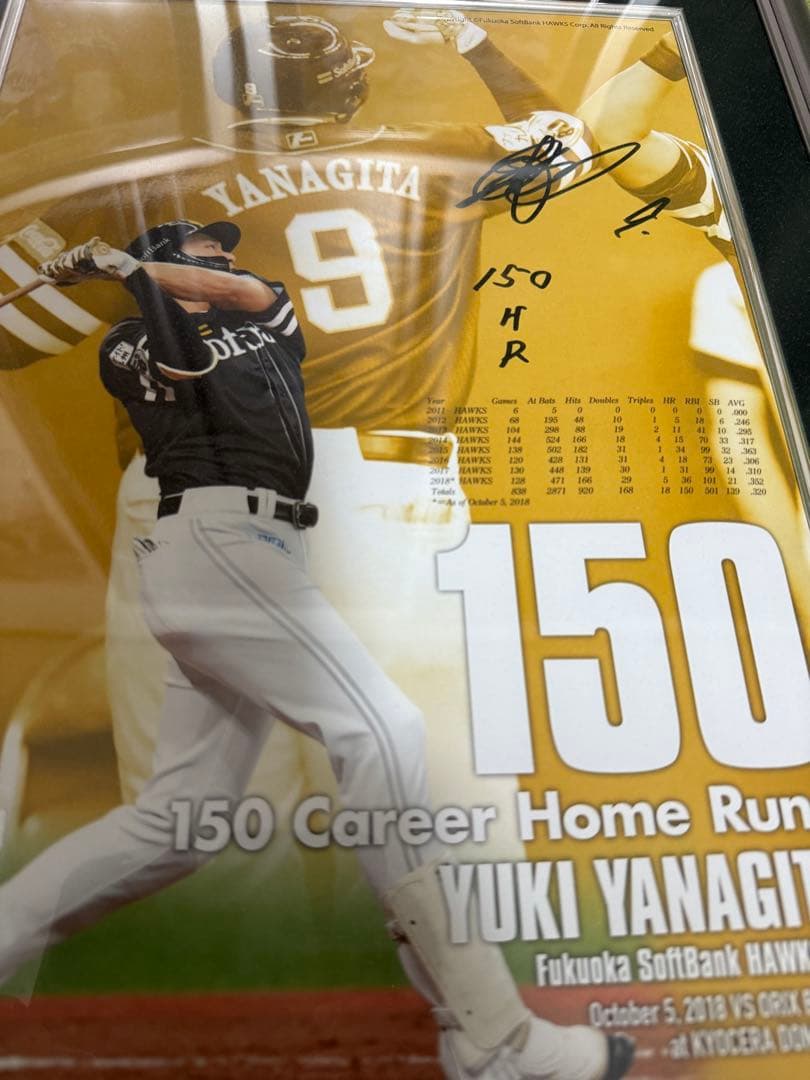 BBM柳田悠岐 150本塁打記念 直筆サイン入りフォト　福岡ソフトバンクホークス