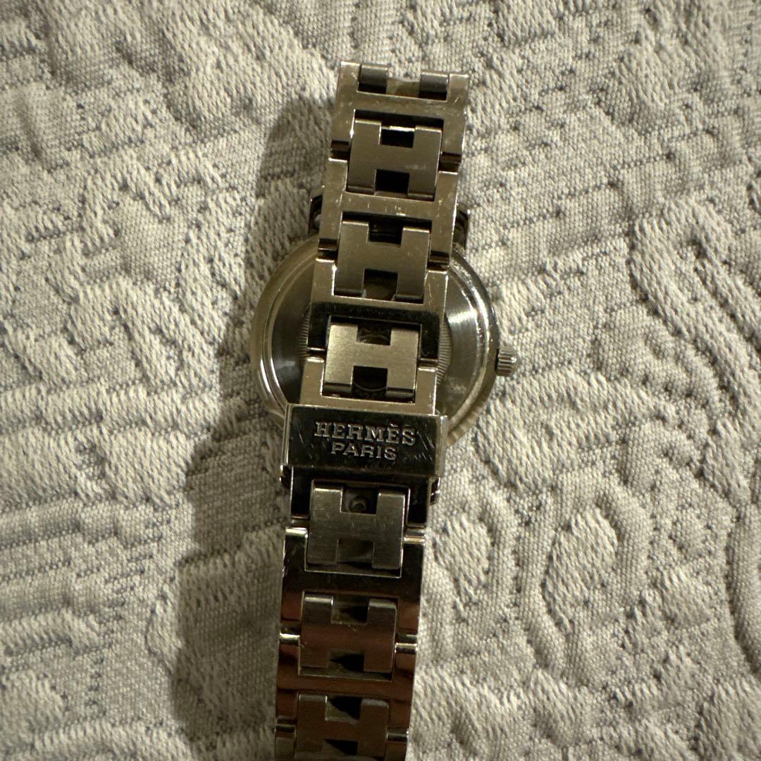 HERMES 時計 ステンレススチール 白　クリッパー　エルメス