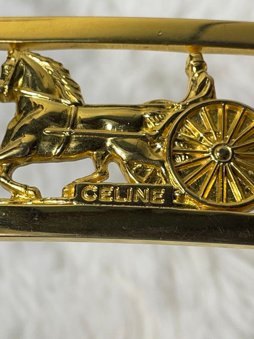 CELINE セリーヌ 馬車バックル 本革　レザーベルト ブラック ゴールド