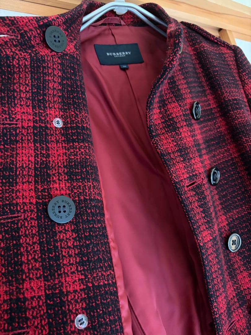 バーバリー ロンドン BURBERRY ウール ツイード チェック総柄 コート