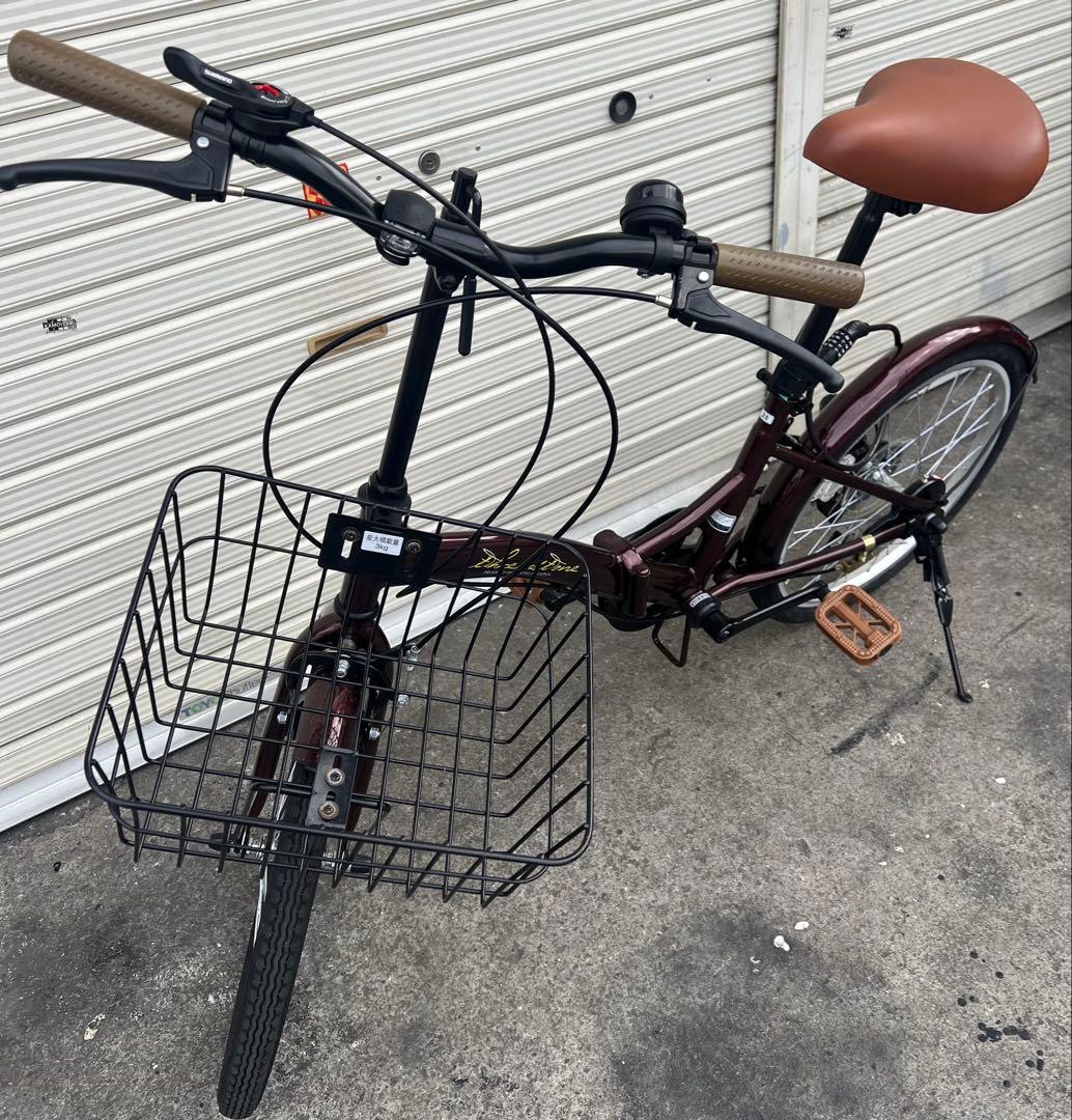 20インチ折りたたみ自転車 シマノ ブラウン 折り畳み 自転車