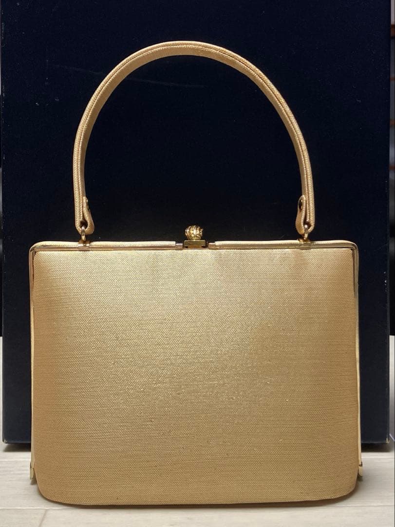 《美品》東京芝山　佐賀錦　草履バッグセット　ゴールド