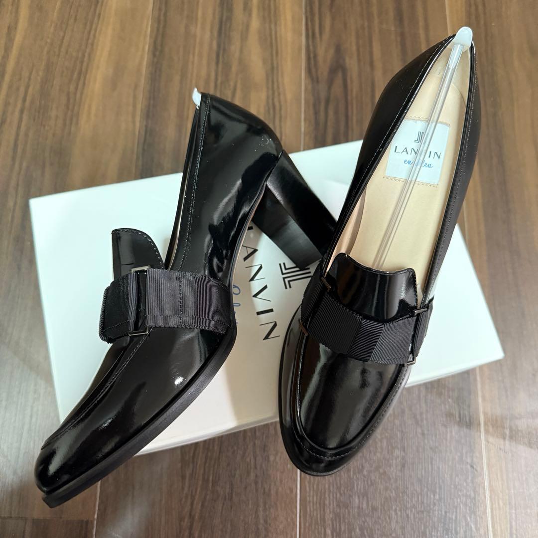 あず　新品LANVIN enBleu リボンモチーフヒールアップローファー