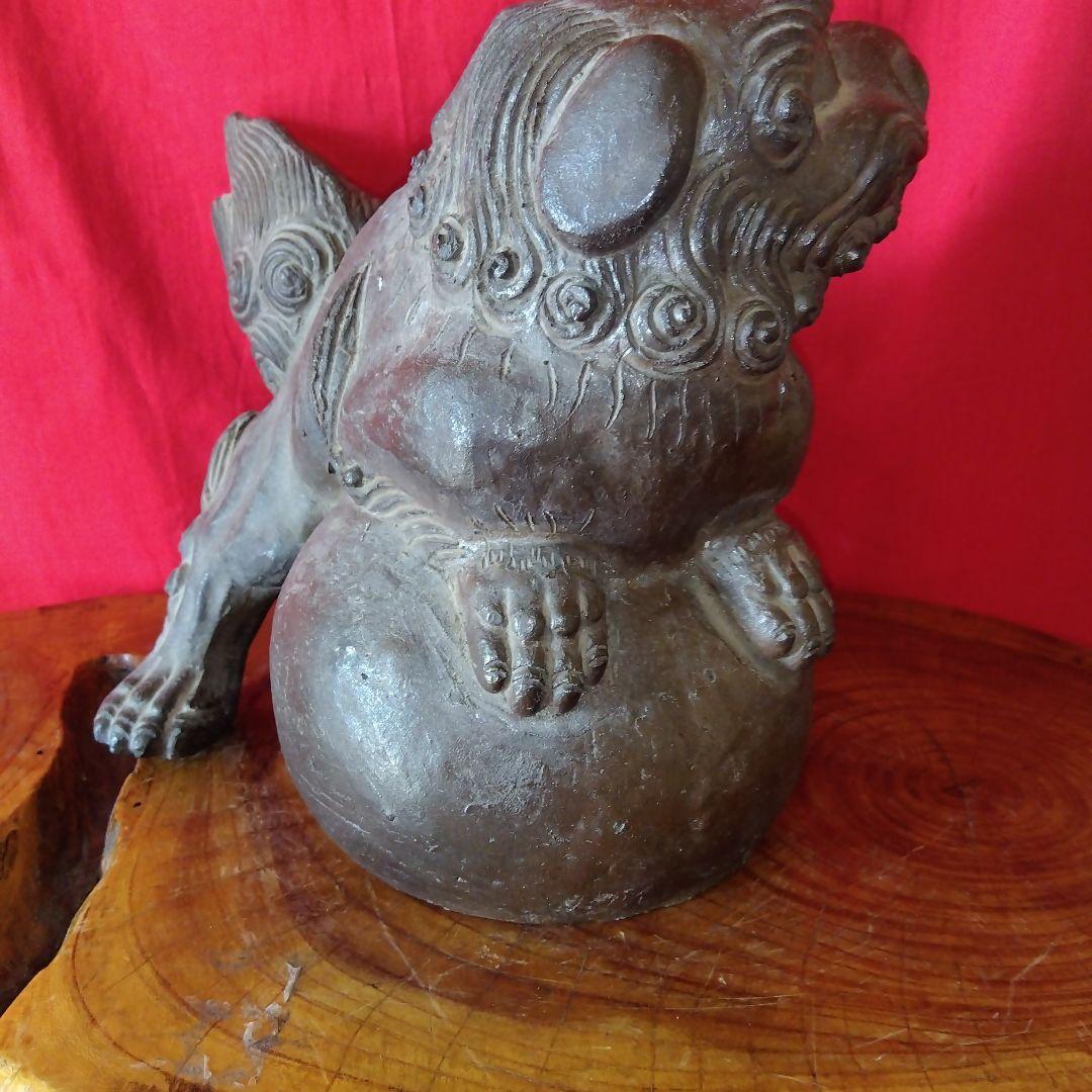 唐津焼、中里天祐作、獅子の置物、茶釜、２点セット